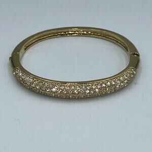 Oval Goldtone Clasp Bracelet with CZ stones